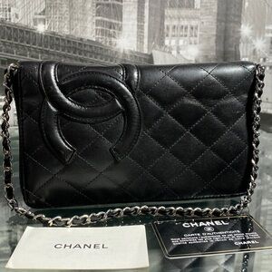 Authentic CHANEL Lambskin Cambon Line Organizer Zippy Clutch Wallet